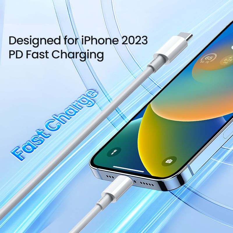 USB-C to USB-C fast charging cable with 60W PD for laptops and phones