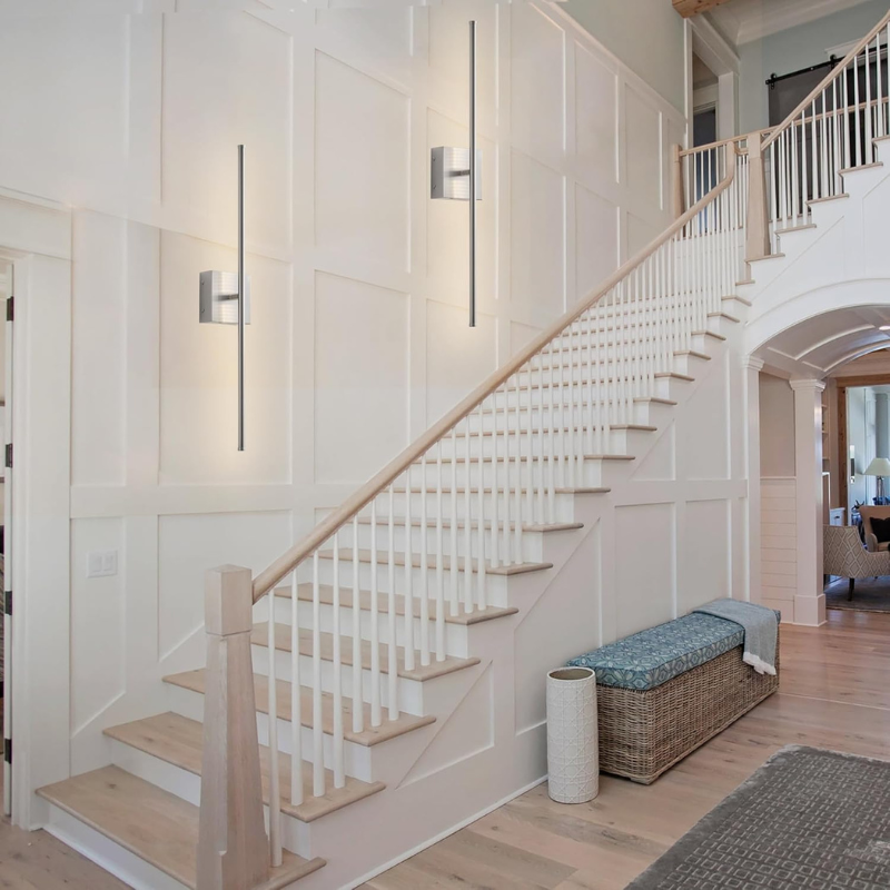 Set of two vintage-style rechargeable wall sconces with metal accents for renters