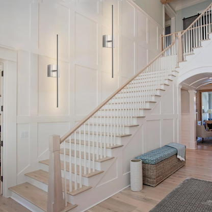 Set of two vintage-style rechargeable wall sconces with metal accents for renters