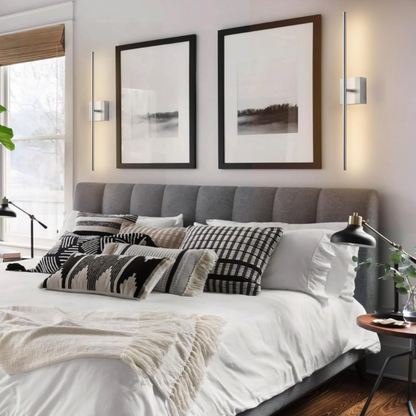 Set of two vintage-style rechargeable wall sconces with metal accents for renters