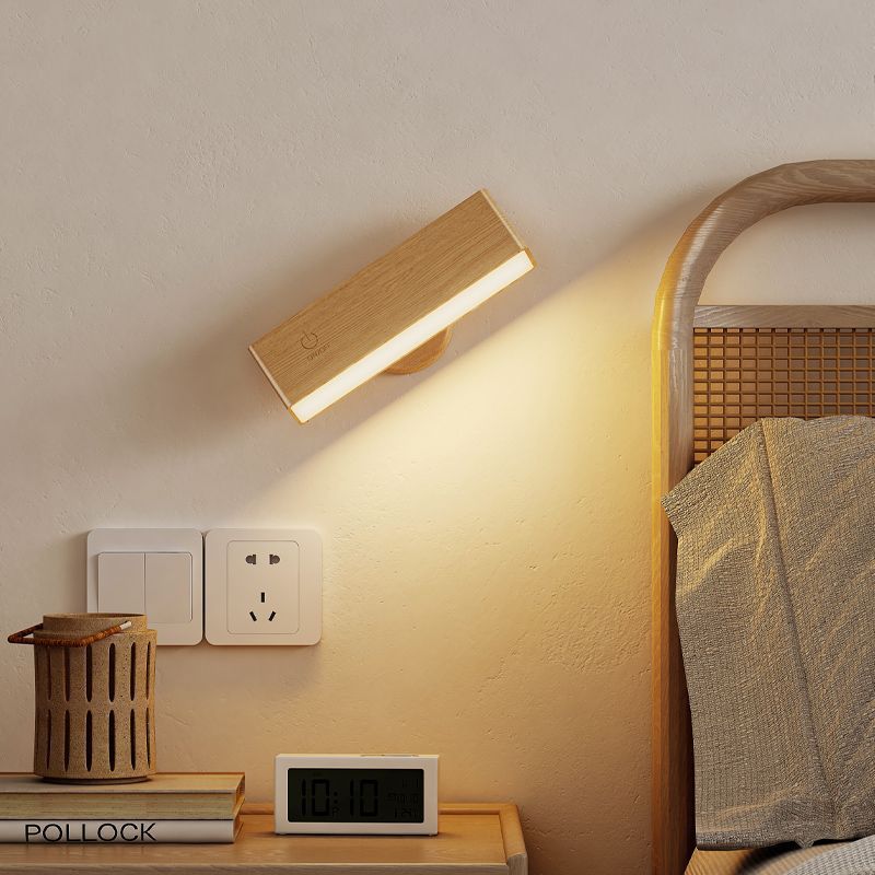 Cordless rechargeable wall sconce with magnetic mount for renters