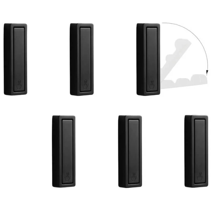 Folding coat hook folded flat against wall in small space