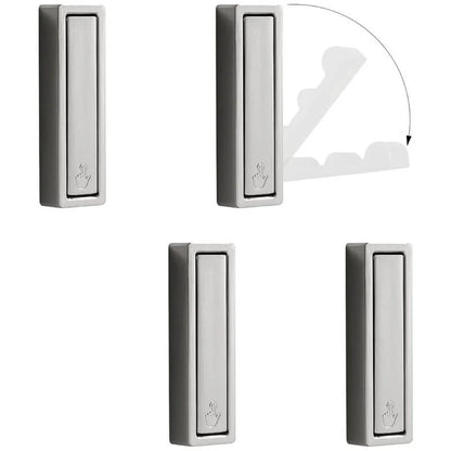 Folding coat hook folded flat against wall in small space