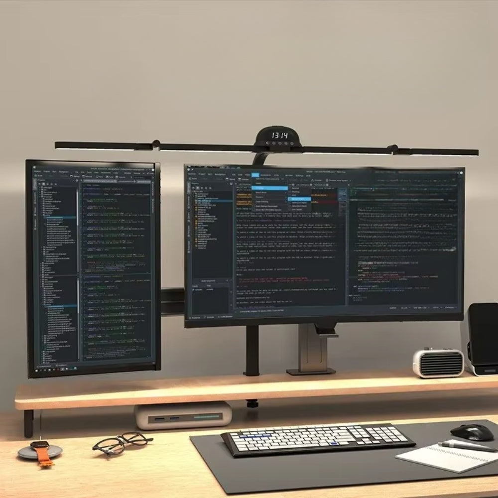 Dual-head LED desk lamp with adjustable gooseneck arms for architects