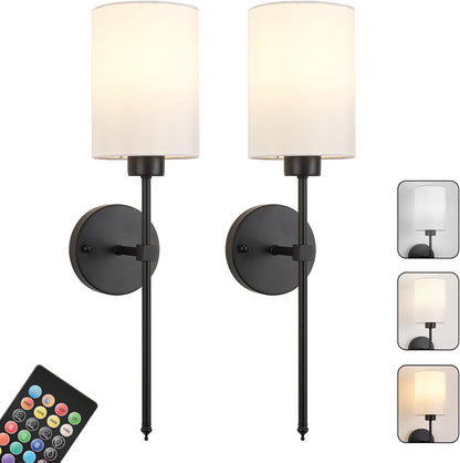 Battery-operated wireless wall sconce with remote control for renters
