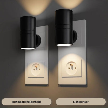Plug-in wall sconce for renters with automatic sensor, compact design