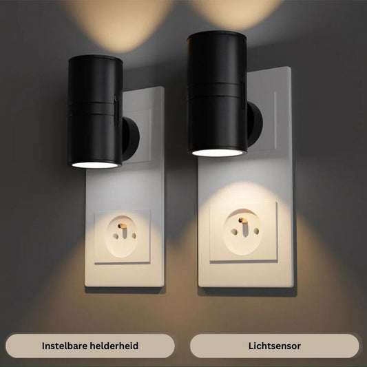 Plug-in wall sconce for renters with automatic sensor, compact design