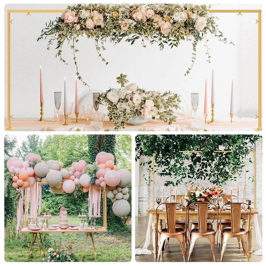Elegant gold table arch stand with clamps for party decor