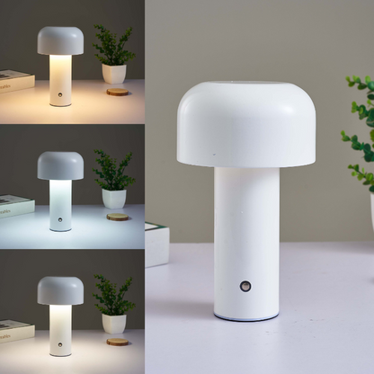 Cordless touch table lamp with mushroom design for bedroom use