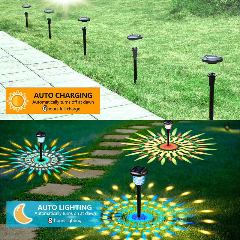 Decorative glass solar garden light with colorful RGB glow for outdoor ambiance