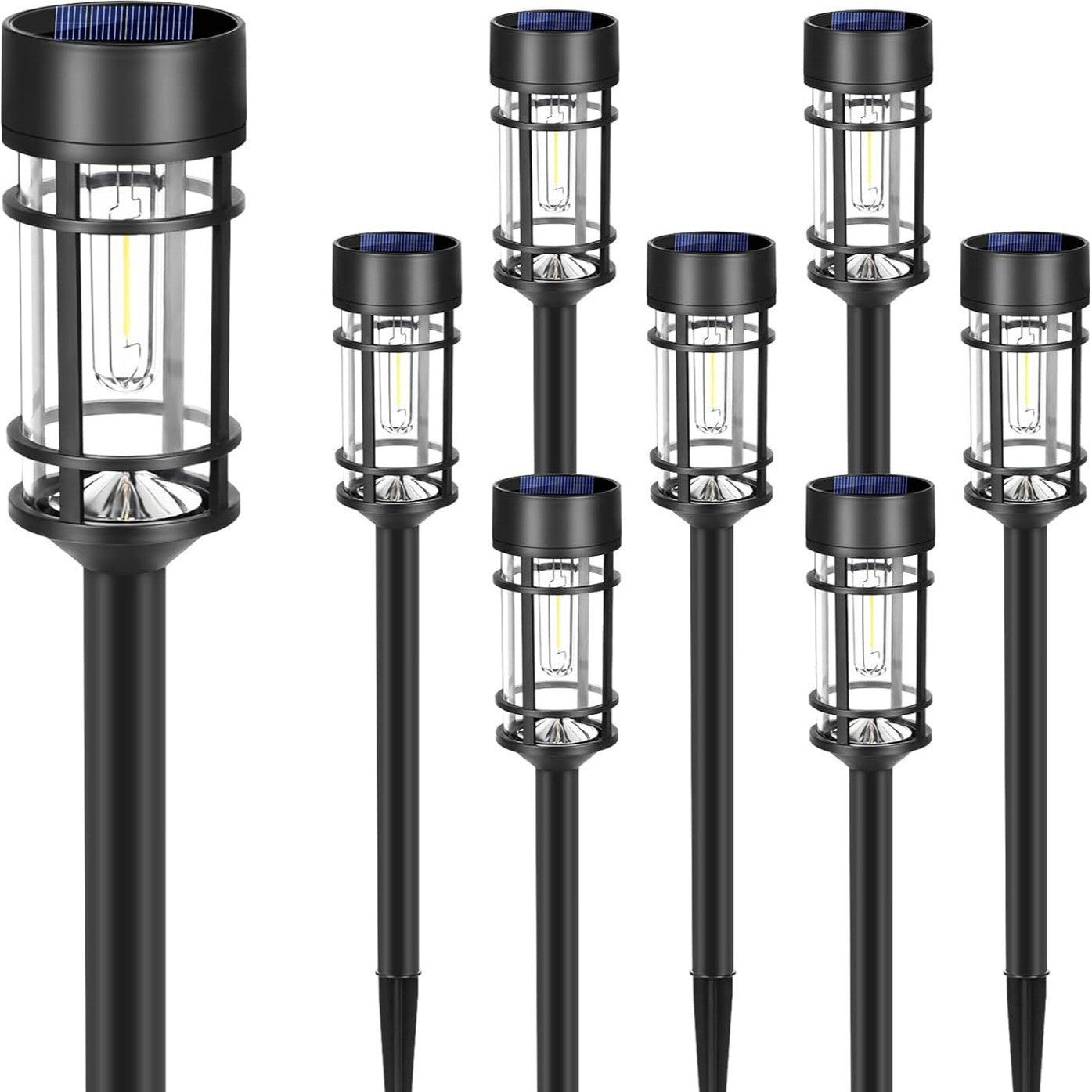 Decorative solar path light with tungsten wire for garden walkways