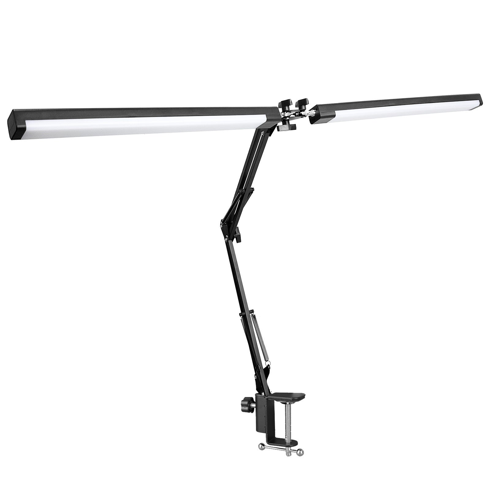 Dual head LED desk lamp with long folding arm for detailed close-up work