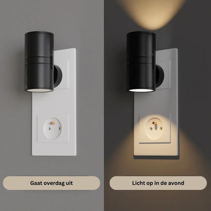 Plug-in wall sconce for renters with automatic sensor, compact design