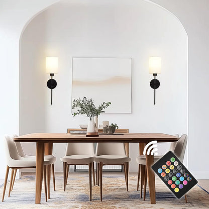 Battery-operated wireless wall sconce with remote control for renters
