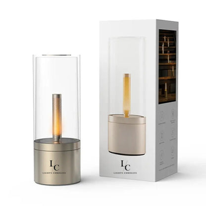 Flameless LED candle lamp with realistic flickering flame, safe for kids and pets