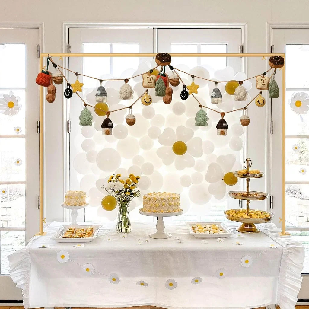 Elegant gold table arch stand with clamps for party decor