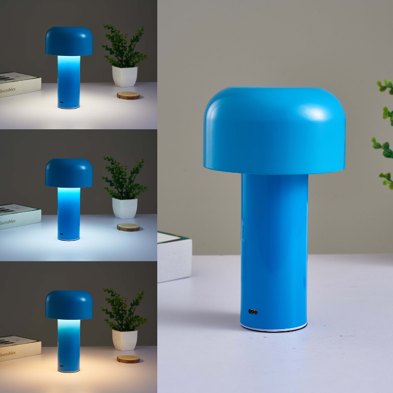 Cordless touch table lamp with mushroom design for bedroom use