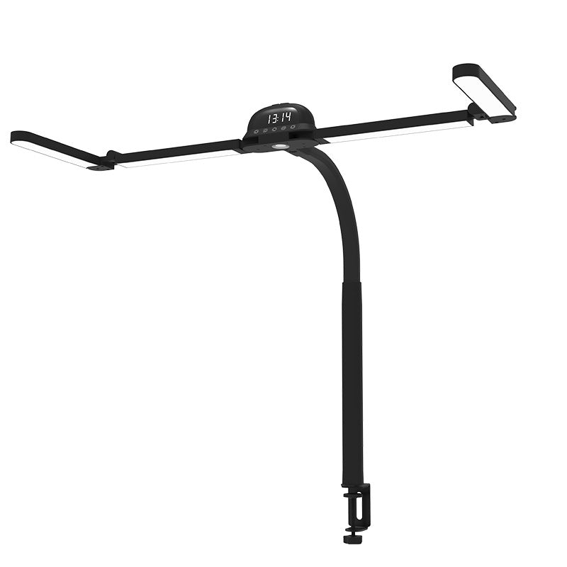 Dual-head LED desk lamp with adjustable gooseneck arms for architects