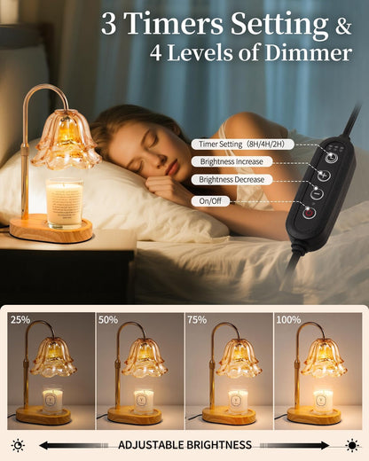 Flame-free candle warmer with adjustable lamp pole for safe scent in homes with kids and pets
