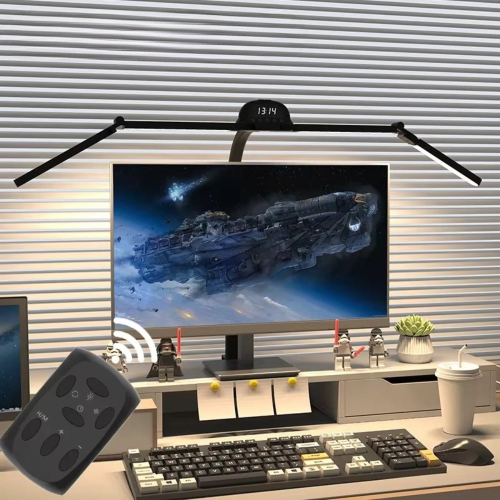Dual-head LED desk lamp with adjustable gooseneck arms for architects