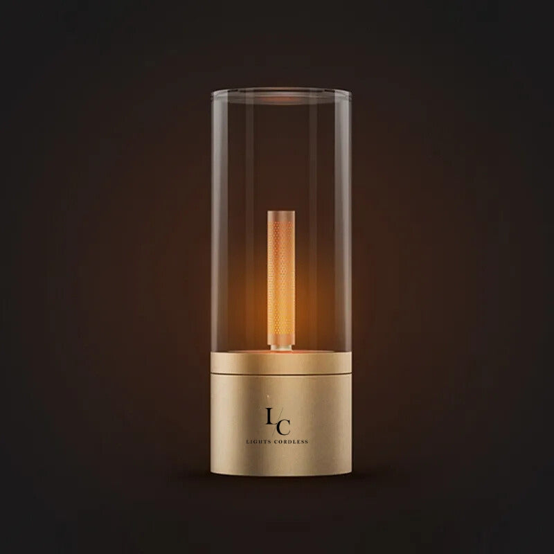 Flameless LED candle lamp with realistic flickering flame, safe for kids and pets