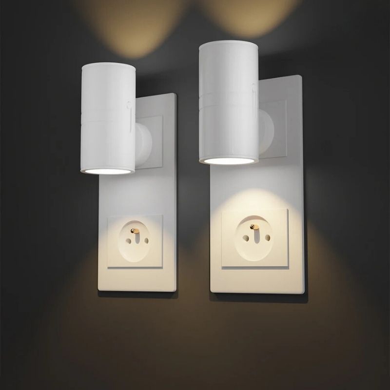 Plug-in wall sconce for renters with automatic sensor, compact design