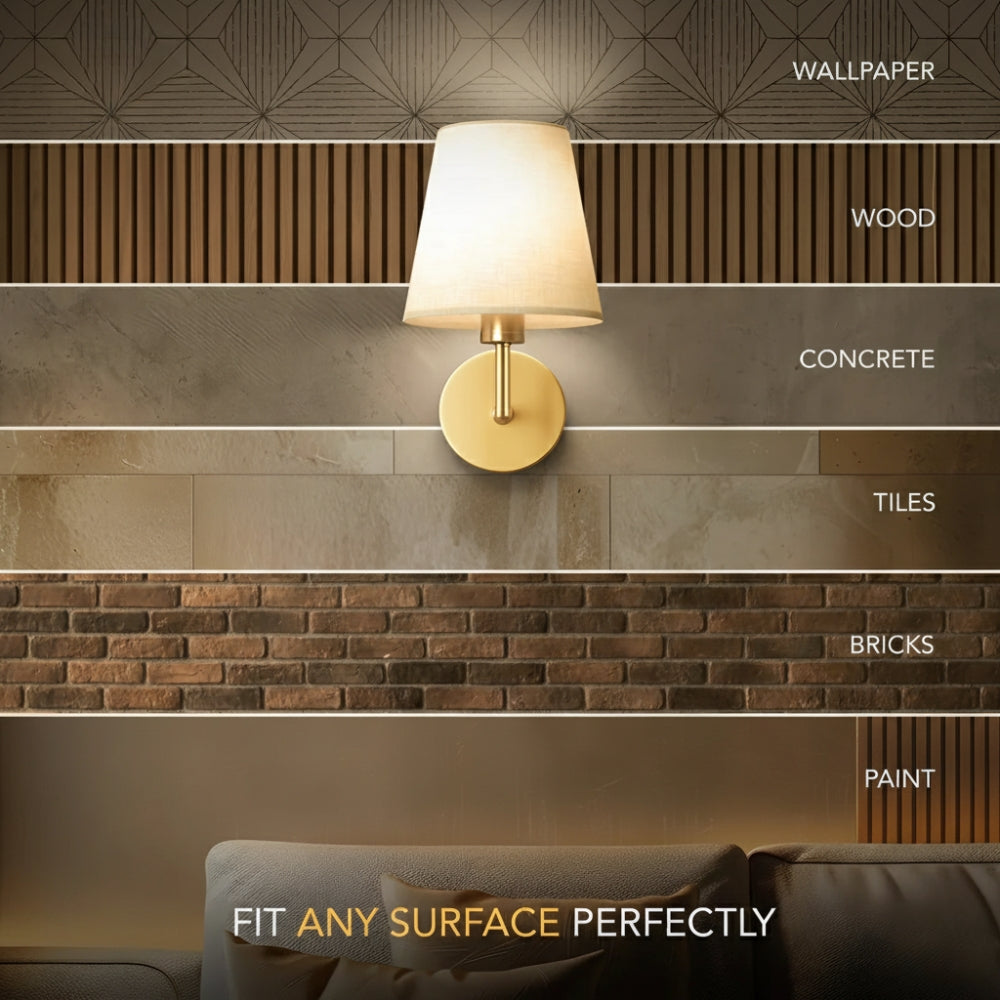 Wireless fabric wall sconce with remote control for renters