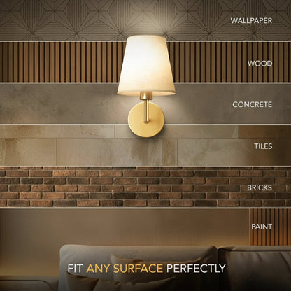 Wireless fabric wall sconce with remote control for renters