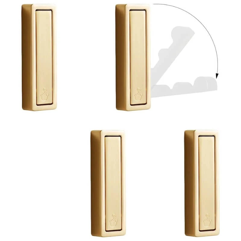 Folding coat hook folded flat against wall in small space