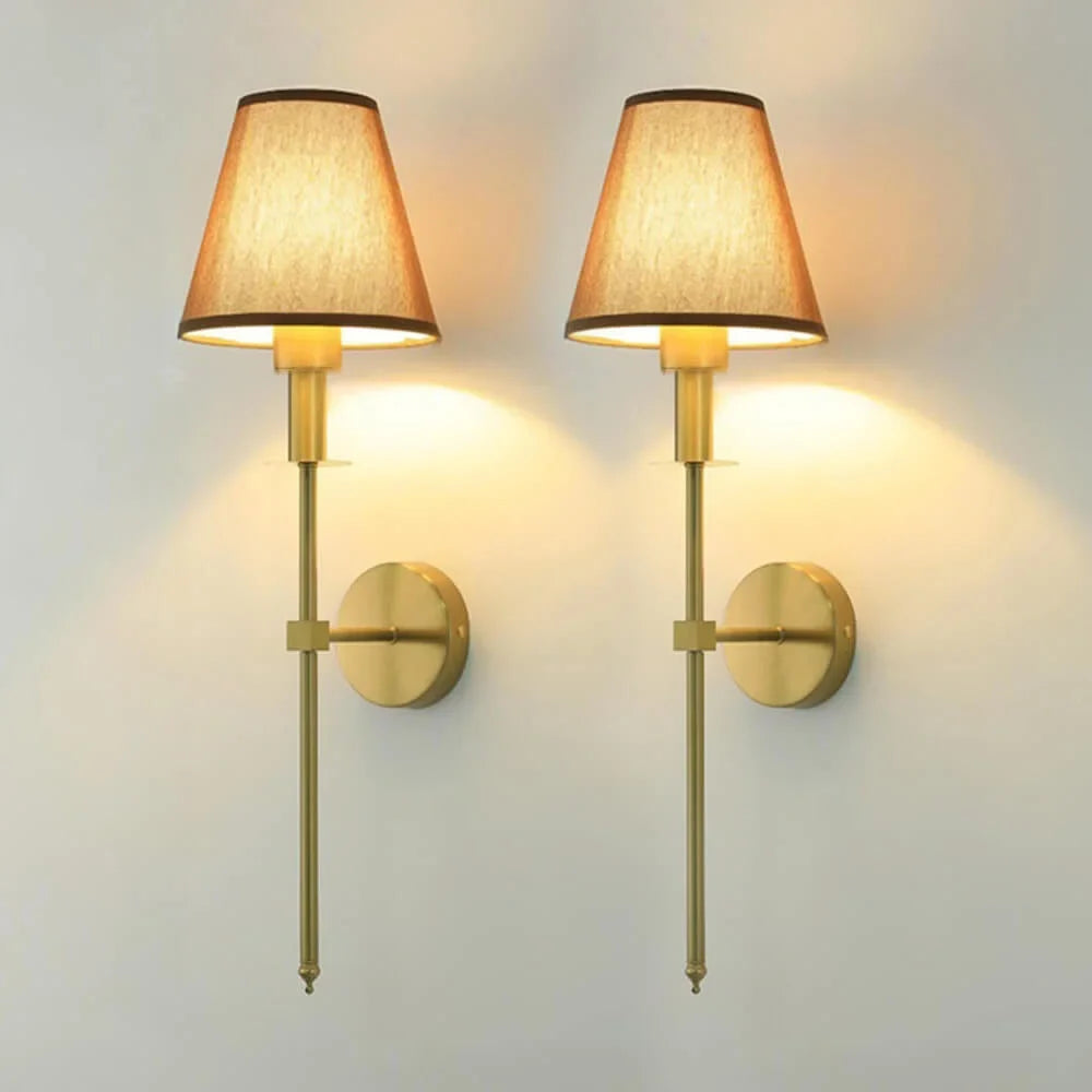Cordless wall sconce with fabric shade for renters