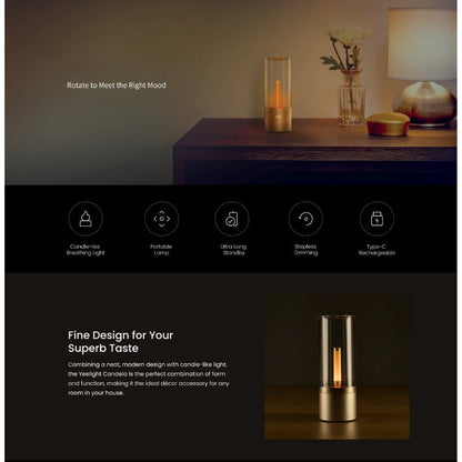Flameless LED candle lamp with realistic flickering flame, safe for kids and pets