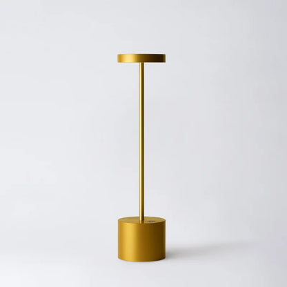 Cordless table lamp with warm light on an outdoor dining table
