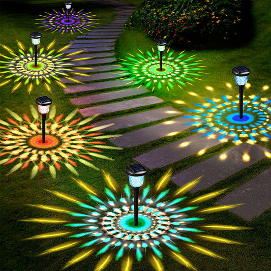 Decorative glass solar garden light with colorful RGB glow for outdoor ambiance