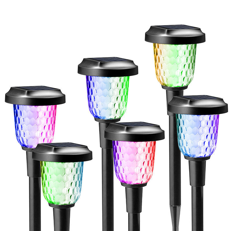 Decorative glass solar garden light with colorful RGB glow for outdoor ambiance