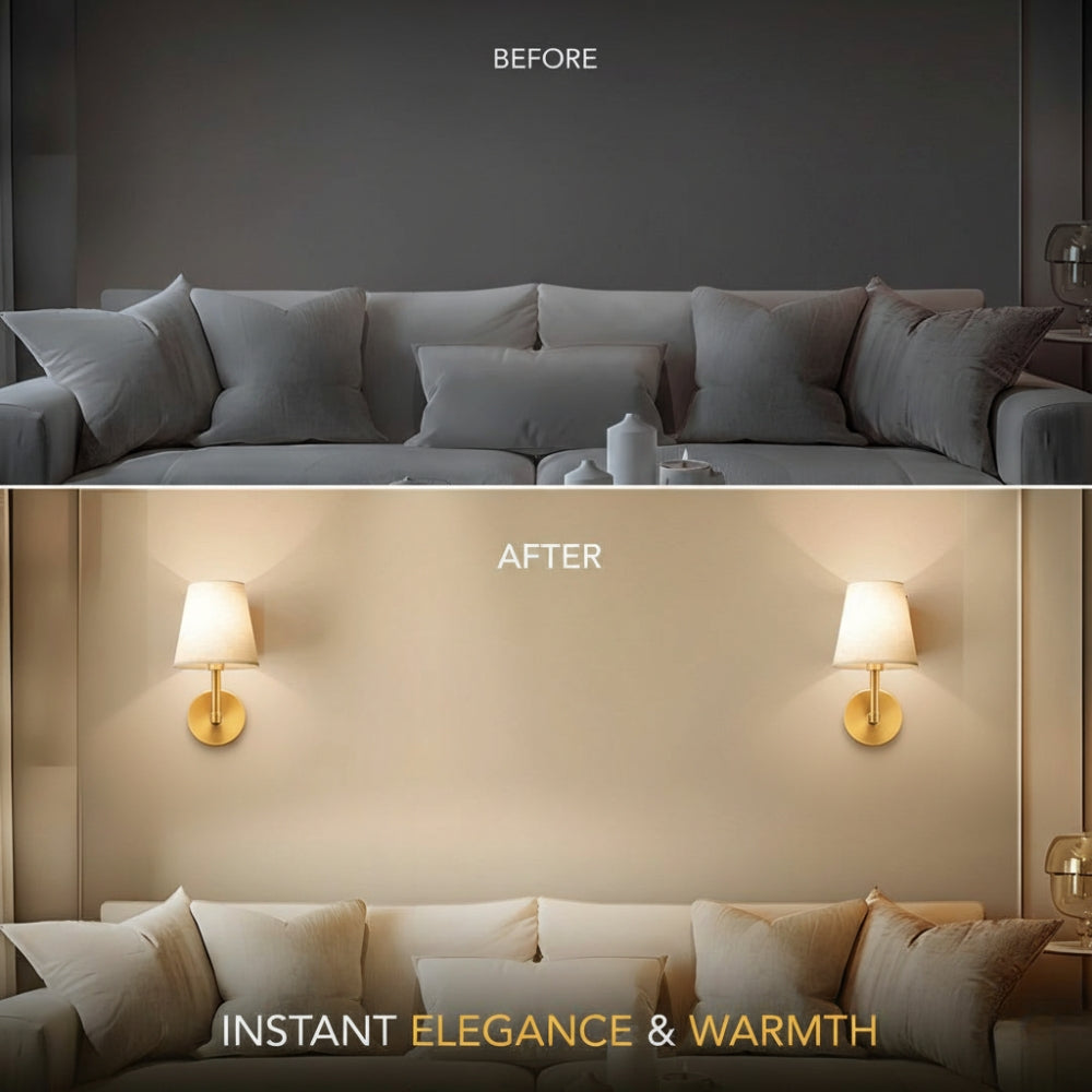 Wireless fabric wall sconce with remote control for renters