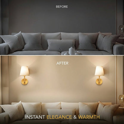 Wireless fabric wall sconce with remote control for renters