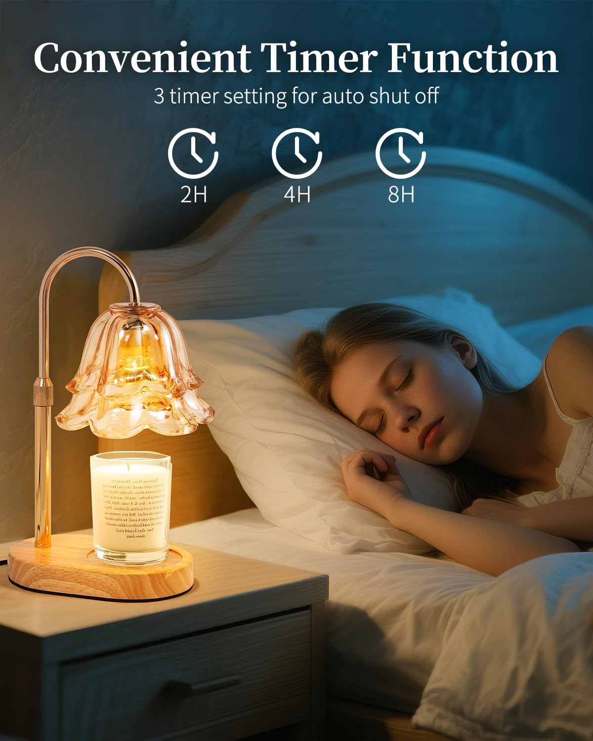 Flame-free candle warmer with adjustable lamp pole for safe scent in homes with kids and pets