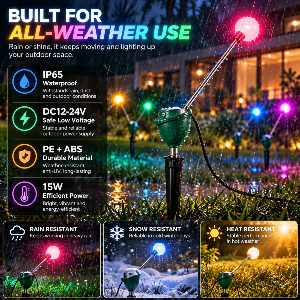 Swaying Firefly Garden Light – 7-Color Kinetic Outdoor Light for Lawn, Garden & Pathway Decor