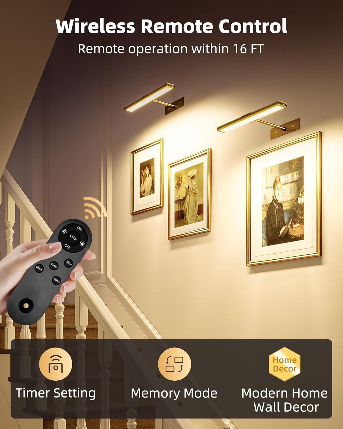 Wireless rechargeable picture light with magnetic mount for renters