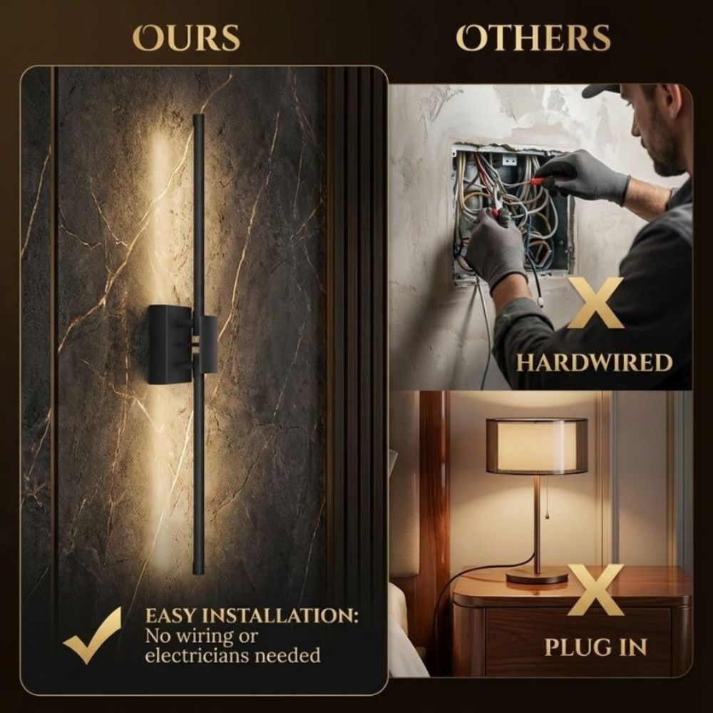 Wireless rechargeable wall sconces for renters, no wiring needed