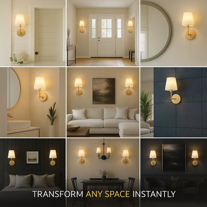 Wireless fabric wall sconce with remote control for renters