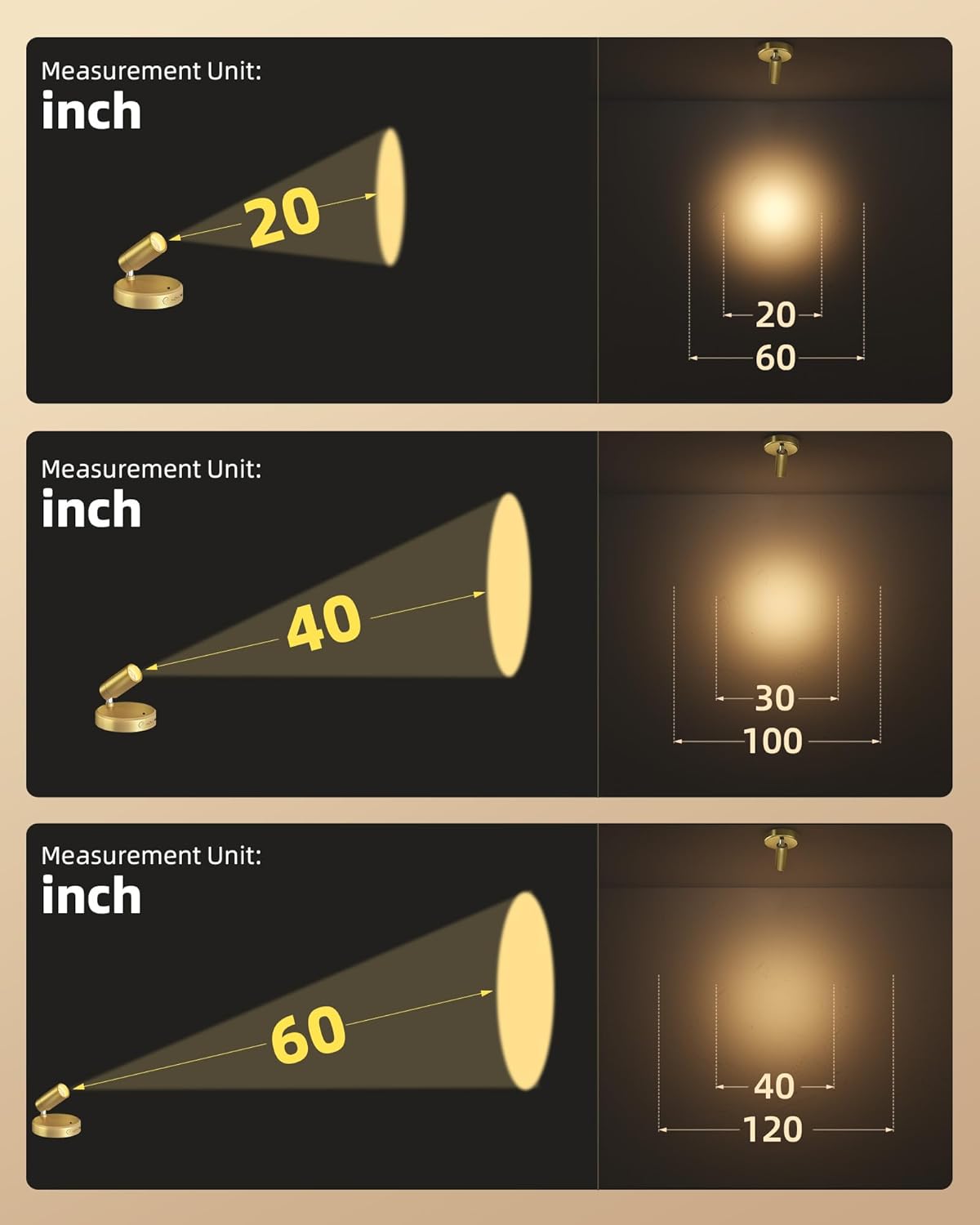 Wireless rechargeable picture light illuminating artwork on a wall, no cords visible