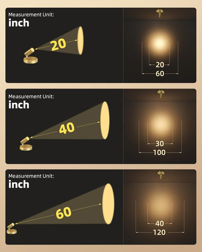Wireless rechargeable picture light illuminating artwork on a wall, no cords visible
