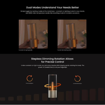 Flameless LED candle lamp with realistic flickering flame, safe for kids and pets