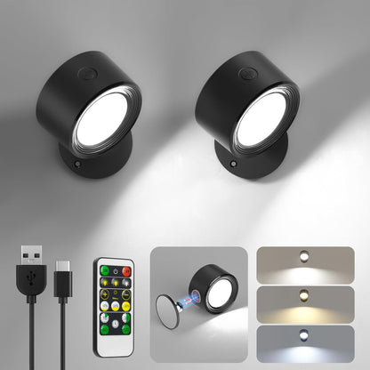 Cordless wall lamp with adhesive mount for renters, no drilling needed