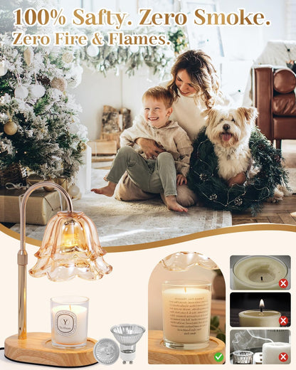 Flame-free candle warmer with adjustable lamp pole for safe scent in homes with kids and pets
