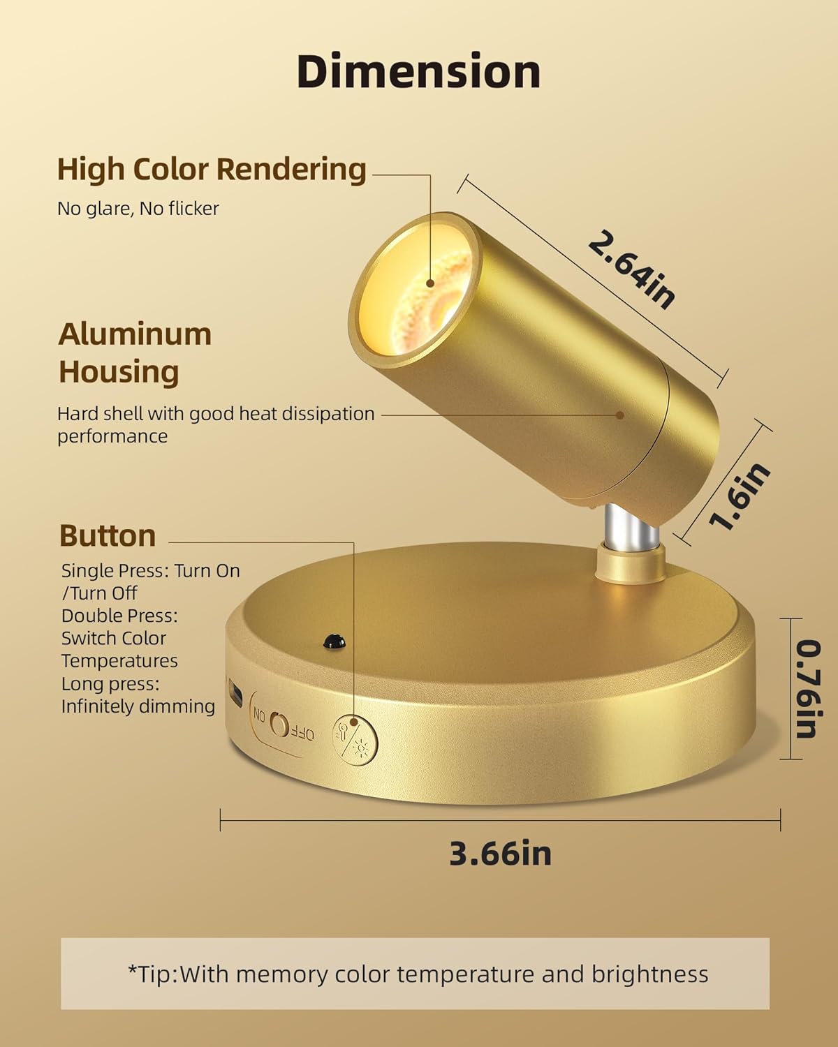 Wireless rechargeable picture light illuminating artwork on a wall, no cords visible