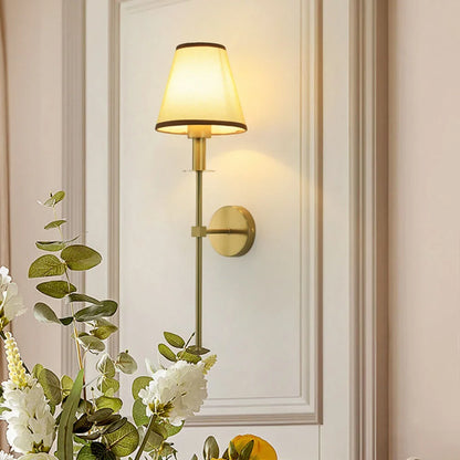 Cordless wall sconce with fabric shade for renters