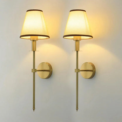 Cordless wall sconce with fabric shade for renters