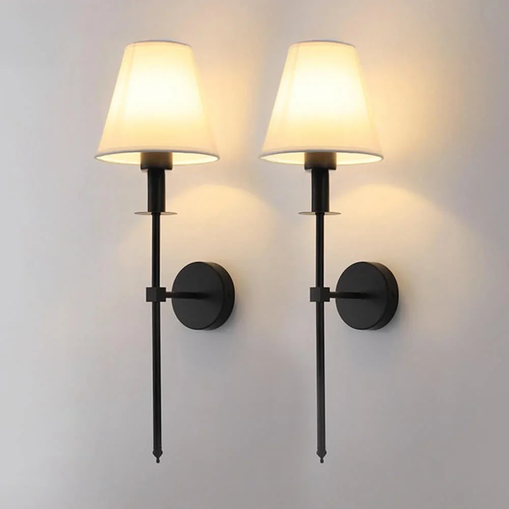 Cordless wall sconce with fabric shade for renters